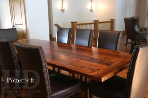 9 ft Trestle Table - 42" wide - Reclaimed Threshing Floor Hemlock - Premium epoxy/matte polyurethane finish