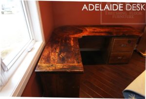 reclaimed wood desk, barnwood desk, rustic wood desk Ontario, St. George, epoxy, resin, reclaimed pine, pine, recycled wood desk