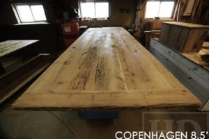 reclaimed wood table, Ontario, metal base table, harvest table, rustic furniture, rustic furniture waterloo, mennonite furniture Cambridge, epoxy, resin, HD Threshing, HD Threshing Floor Furniture