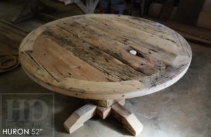 round table, reclaimed wood round table, Kitchener Ontario, round pedestal table, custom round table, mennonite furniture, solid wood furniture, epoxy