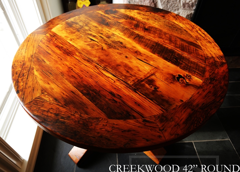 Round Reclaimed Wood Dining Table | Rustic Round Wood Tables