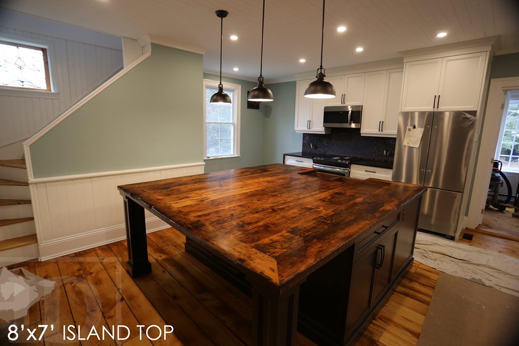 Reclaimed Wood Bar &amp; Kitchen Island Tops | HD Threshing ...